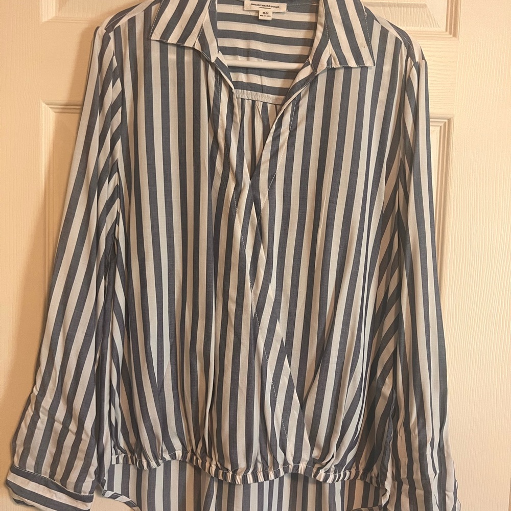 Striped Blue and White Women's Top